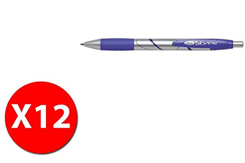 Etafelt Hi-Text 902 Silver - Bolígrafo de clip (1 mm, 12 unidades), color azul