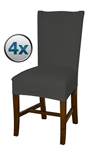 Bellboni - chair covers, fitted covers, fitted chair covers, bi-elastic, stretch, 4 Pack, anthracite