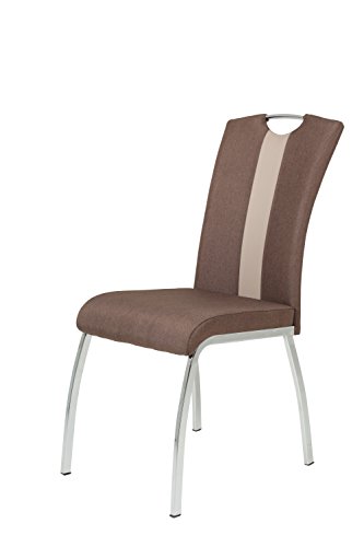 Preisvergleich Produktbild Esszimmerstuhl 2er set Metallgestell Vierkant verchromt Esszimmerstühle Küchenstuhl Essstuhl Designer Freischwinger Polsterstuhl Konferenzstuhl Braun - Chrom