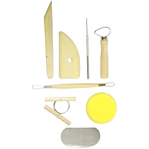8 teiliges Holz und Metal Töpferwerkzeug Set Ton Schwamm von Curtzy TM