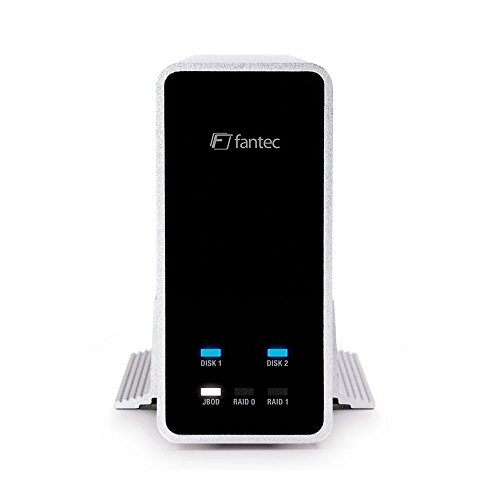 FANTEC mobiRAID X2 Externes Festplattengehäuse (für 2x 6,35 cm (2,5 Zoll) SATA HDD oder SSD, RAID Funktion 0/1/JBOD, USB 3.0 SUPERSPEED, UASP, Aluminium Gehäuse) silber - 6