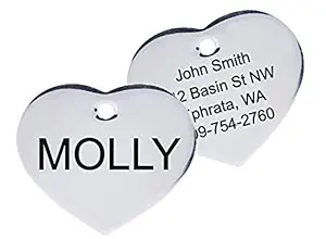 Antiquestreet Pet Tag in Heart Shape Customized Engraved Metal Cat or Dog Name tag for pet