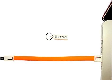 INNOVOLVE ChargeLoop - Keychain USB 2.0 charger cable/data cable Micro USB - flat cable for Smartphone/mobile phones e.g. Samsung Galaxy Edge, HTC, Huawei, Sony etc. - Portable charger cable for a keyring (Micro Usb, Orange)