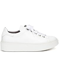 Sneakers de Mujer Blancas de Piel con Lazo de Raso ó Satén. Plantilla Memory Foam incorporada. Zapatillas de Mujer con Memory Foam Talla 35 Hasta 42. Colección 2018. Zapatilla Cómoda miMaO.