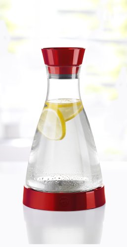 Emsa 509683 Wasserkaraffe mit Kühlelement, 1 Liter, Automatische Verschlussklappe, Kunststoff, Schwarz, Flow Friends - 8