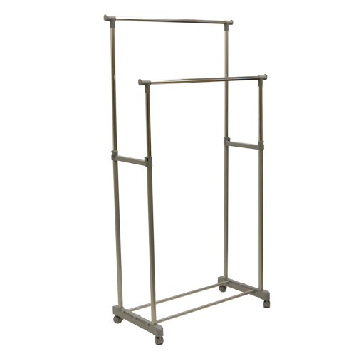 TWEDDLE - Metal Double Clothes Rail / Wardrobe - Silver