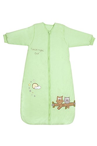 Slumbersac Baby Sleeping Bag with long sleeves Winter Weight approx. 3.5 Tog - Jersey Mint Owl, 6-18 months/90cm