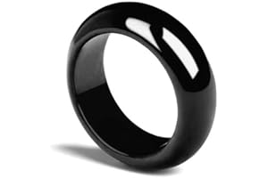MENGSIY Obsidian Ring Round Black is Good Oily Shiny Men and Women Couple Gift High Rings for Couples Design (Colour: 17 mm)