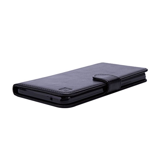 32nd   Funda Flip Carcasa de Piel Tipo Billetera para Alcatel Pixi 4  6   Pantalla de 6 pulgadas  version 3G SOLO  Ref del modelo empieza por OT-8050  con Tapa y Cierre Magn  tico y Tarjetero - Negro