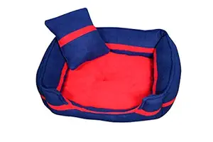 Akshara Dog/Cat Ultra Soft Red & Blue Reversible with 2 Extra Pillows Sofas (XXL)