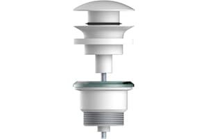 AQG Válvula Clic-Clac Universal para Lavabo - Acabado Cromo o Blanco - Alta Durabilidad hasta 200.000 Ciclos - Instalación Estándar G1¼" (Blanco)