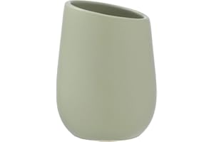 ‎WENKO WENKO Zahnputzbecher Lindgrün, hochwertige Keramik mit Matter Oberfläche, Zahnbürstenbecher zur Aufbewahrung von Zahnbürste und Zahnpasta, 11 x 8 x 8 cm