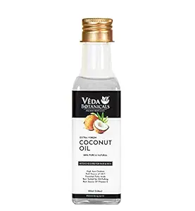 VEDA BOTANICALS Extra Virgin Coconut Oil Pure & Virgin Grade For Healthy Hair and Skin - 100ml, Gold, 100 ml (Pack of 1) (VC100-1)