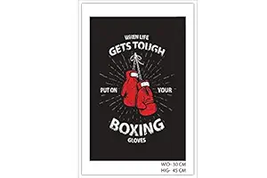 ISEE 360 When Life Gets Tough Put On Boxing Gloves New Inspirational Wall Sticking Poster Home Decor Improvements Motivational for Living Study Bed Rooms Boys and Girls