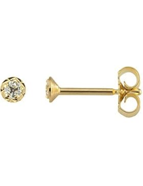 Einzelne Ohrstecker 333 & 585 Gelbgold & Weißgold Ø 3,00mm Diamantiert Unisex Ohrringe NEU (2271)