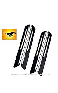 LakhanPal Car Bumper Protector Guard with Double Chrome Strips 4Pcs - (Black) (for All Cars)