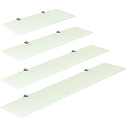 Hartleys Etagère Murale en Verre Blanc avec Supports De Montage Chrome - Choix de Taille