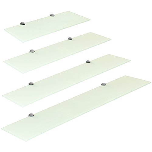 Hartleys Etagère Murale en Verre Blanc avec Supports De Montage Chrome - Choix de Taille