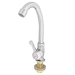 sourcingmap&reg; Swan Neck Sink Basin Water Faucet Tap 1/2PT Male Thread Gold Tone