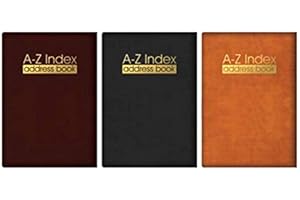 Index A à Z The Home Fusion Company avec couverture en cuir, carnet d'adresses, assortiment de couleurs et de tailles, Noir , Slim