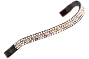 Shires Aviemore Wide Diamante Browband - Havana/Peach