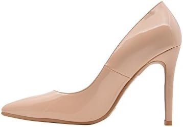 Verocara Women's Comfortable Elegant High Classic High Pointy Stiletto Dress Pump Nude Patent 7.5 UK