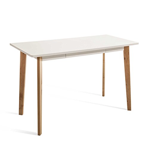 AC Design Furniture Medina Escritorios y mesas para Ordenador, Madera, Blanca, 58.00x117.00x75.50 cm