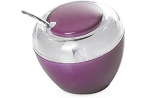 Omada Design Zuccheriera, Formaggiera in plastica con Cucchiaino, Made in Italy, Scomponibile, Lavabile il Lavastoviglie, Linea Movida, Viola