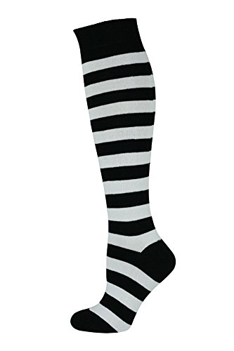 Mysocks unisexo Rodilla alta calcetines largos raya Algodón blanco negro