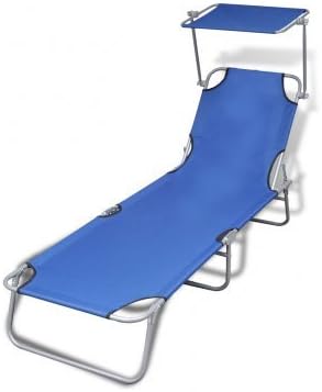 Foldable Blue Tanning Bed With Adjustable Canopy - Lightweight For Easy Transport - Great For Comfort And Relaxation By eCommerce Excellence