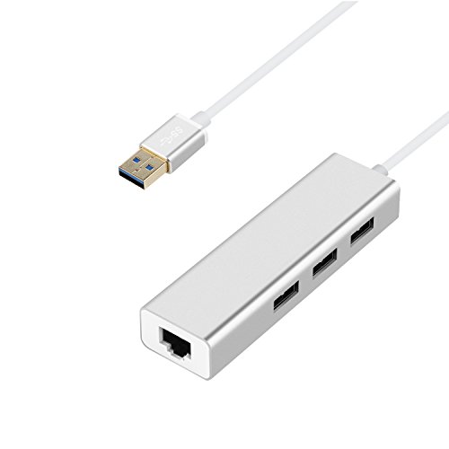 LEMEGO USB 3.0 HUB mit RJ45 Gigabit Ethernet Port und 3 USB 3.0 Port für Macbook ,Macbook Pro, Macbook Air, iMac, Mac Mini, Surface Pro, ChromeBook Pixel und andere Geräten mit USB-Anschlüssen