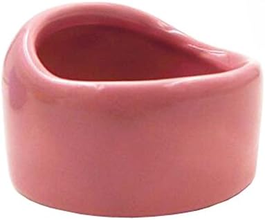Fayear Ceramic Hamster Bowl No Spill No Turnover Food Water Dish for Guinea Pig Rodent Gerbil Cavy Small Animals (Pink)