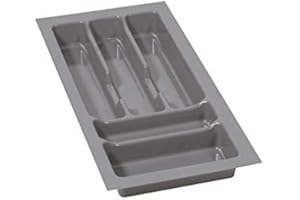 ALUSFERA Portaposate per Cassetti 30 cm – Organizzatore per Cassetti con Scomparti Regolabili – Vassoio Portaposate per Cucina – Regolabile e Facile da Pulire - 230x490mm Argento