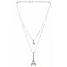 Int72 Efulgenz Silver Plated Double Layer Crystal Long Chain Pendant Necklace For Girls & Women RS.320.00