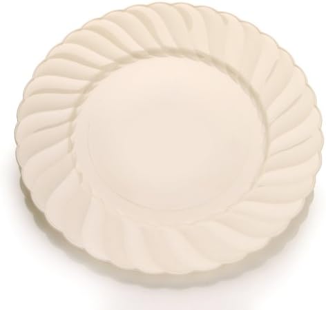Elite Settings 18 Count Trendi Dinner Plates, 9-Inch, Ivory