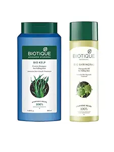 Biotique Bio Kelp Protein Shampoo for Falling Hair,340ml|Bio Bhringraj Therapeutic Hair Oil for Falling Hair, 200ml|Set of 2 Items