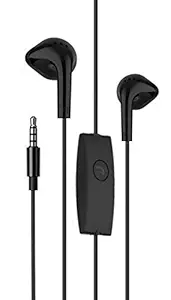 Rivano YS Hands-Free Ultra Bass Wired Headphones with Mic for Android/iOS Devices, Original Earphones for Girls & Boys for Sports (Black, 3.5mm Jack)