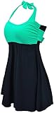 TDOLAH Damen zweiteilig Swimwear Badeanzug mit Röckchen Shorts Einteiliger Badekleid - 3