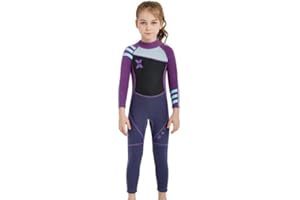 FEOYA Combinaison de Plongée Enfant Fille Néoprène 2.5MM Manches Longues Age 3-9 Ans pour Plongée Natation Activités Aquatiques