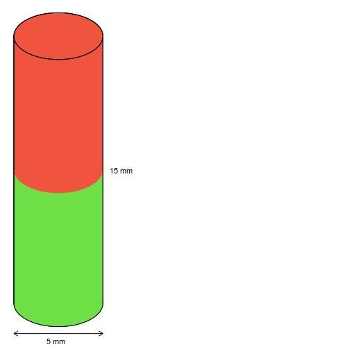 Stabmagnet Ø 5,0 x 15,0 mm N40 Nickel – hält 1 kg - 2