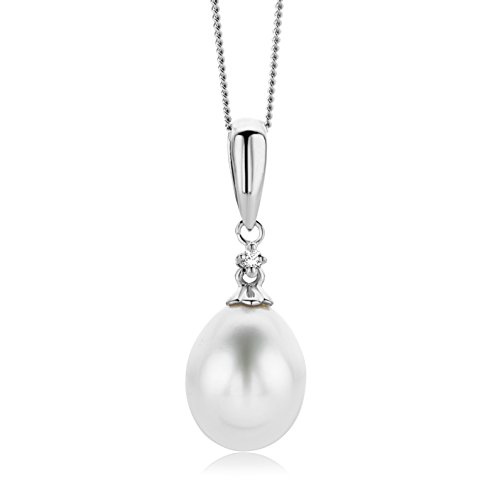 Miore Damen-Halskette 375 Weigold 1 Swasser-Zuchtperle wei 1 Brillant 0,01ct farblos 45 cm,MG9005P