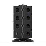 DISEÑO VERTICAL AHORRAR ESPACIO - Alargadora Cable de 1.8m; La Base Múltiple de Alimentación torre Safemore es una forma innovadora de organizar sus electrodomésticos; Interruptores Independientes ahorrar energía; Ideal Regleta para oficinas y hogar