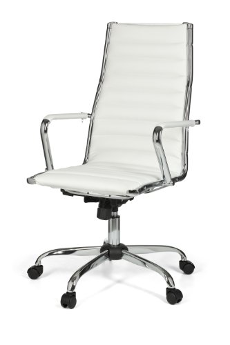 AMSTYLE Bürostuhl GENF 1 Bezug Kunstleder Weiß Design Schreibtischstuhl XXL 110kg Chefsessel höhenverstellbar Drehstuhl ergonomisch mit Armlehnen Rücken-Lehne Wippfunktion verstellbar Schalensitz hoch - 