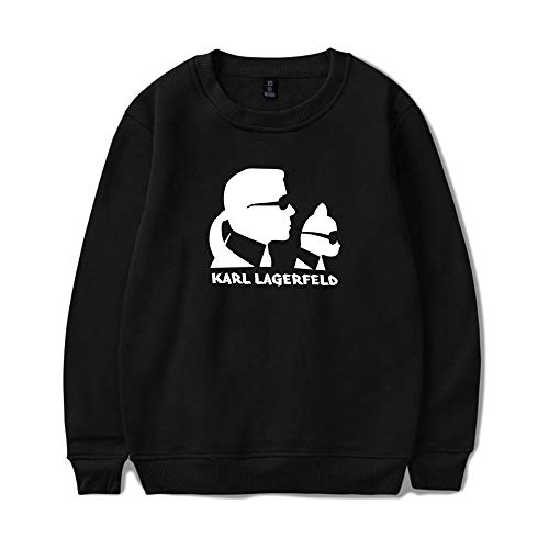 INSTO Chandail Karl Lagerfeld Imprimé Sweat-Shirt Décontractée En Vrac Sweat À Capuche Unisexe Tendance Loisir/Noir/M