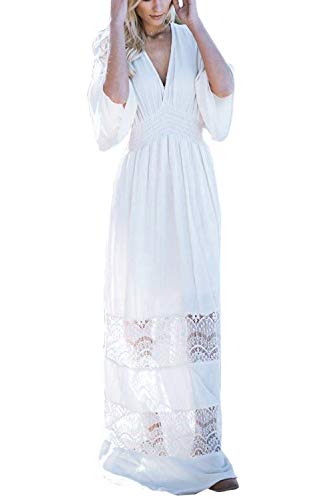 AFirst Women Sexy V Neck Long White Kimono Cardigan Beach Cover Ups Maxi Dresses for Bikini Bathing Suit Swimsuit