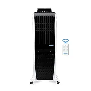 Symphony Diet 3D 30i Portable Tower Air Cooler For Home with 3-Side Honeycomb Pads, Automatic Pop-Up Touchscreen, i-Pure Technology and Low Power Consumption (30L, White & Black)