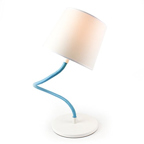 Preisvergleich Produktbild Tischlampe Verstellbar mit Lampenschirm Weiß Blau Linda Schlafzimmerlampe Kinderlampe - E14 Fassung [Energieklasse A++]