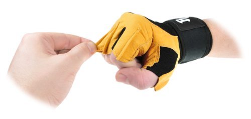 Deluxe Leder Trainings- und Fitness schwarz / braun – Handschuhe “ The Bat“ inkl. elastischer Nylon Handgelenksbandagen - 2