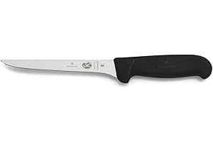 Victorinox Fibrox, Coltello per disossare, Coltello da Cucina stretto per Carne e Pollame, 15 cm, Lama Dritta, Stretta, Flessibile, Affilata, Acciaio Inossidabile, Nero