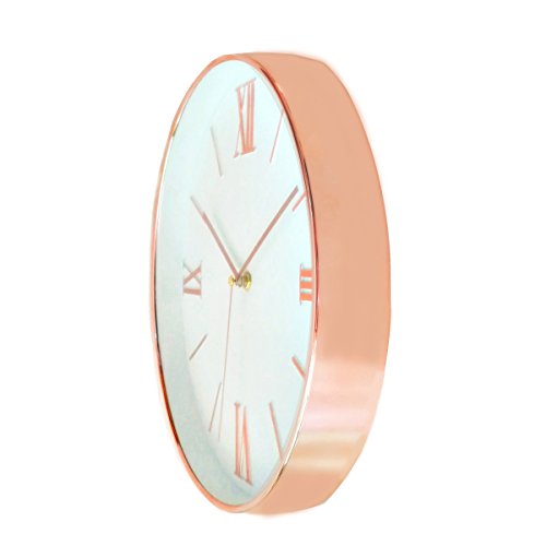 12 Zoll (30cm) Modern Nicht-tickende Lautlos Rund Wanduhr Wand Uhr – Rosegold (Römische Ziffern) - 2